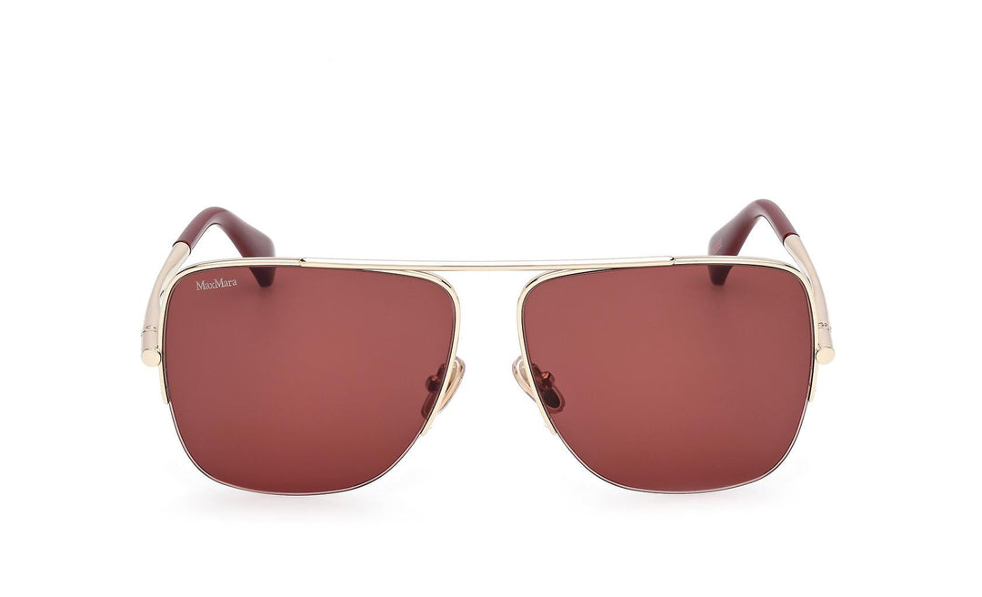 Max Mara MM0121 Aviator Sunglasses in Gold Bordeaux