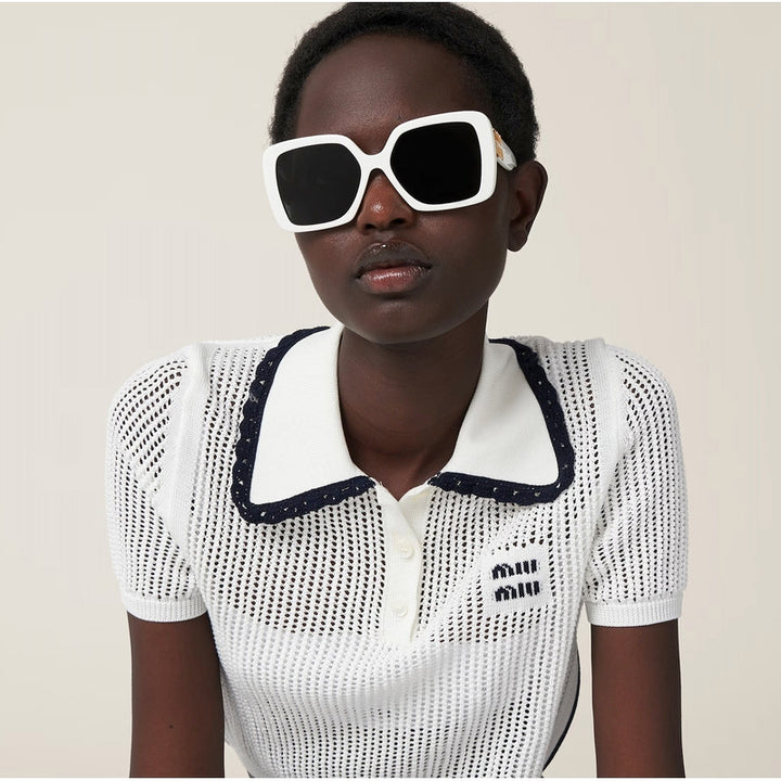 Miu Miu MU10YS White Gold Square Sunglasses