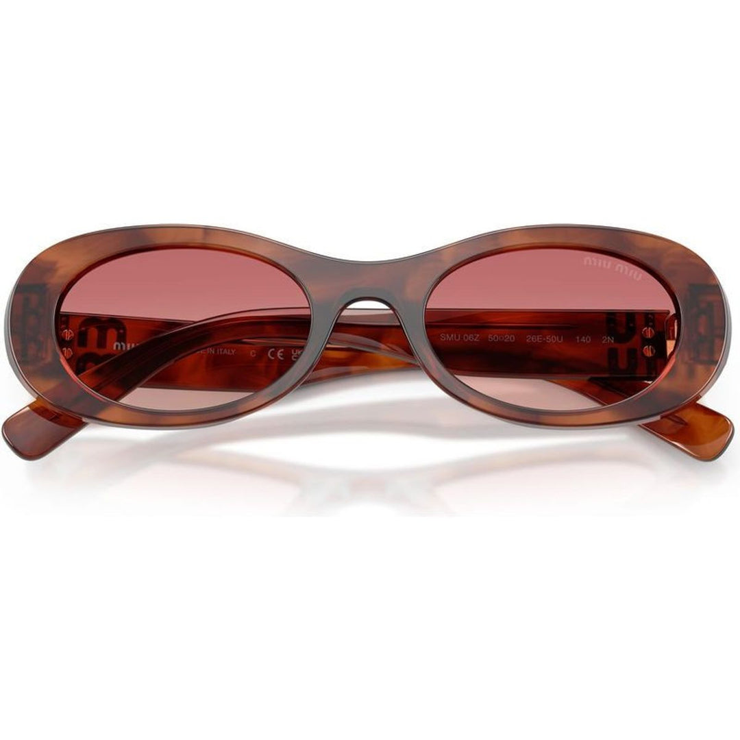 Miu Miu MU06ZS Tobacco Brown Red Oval Sunglasses