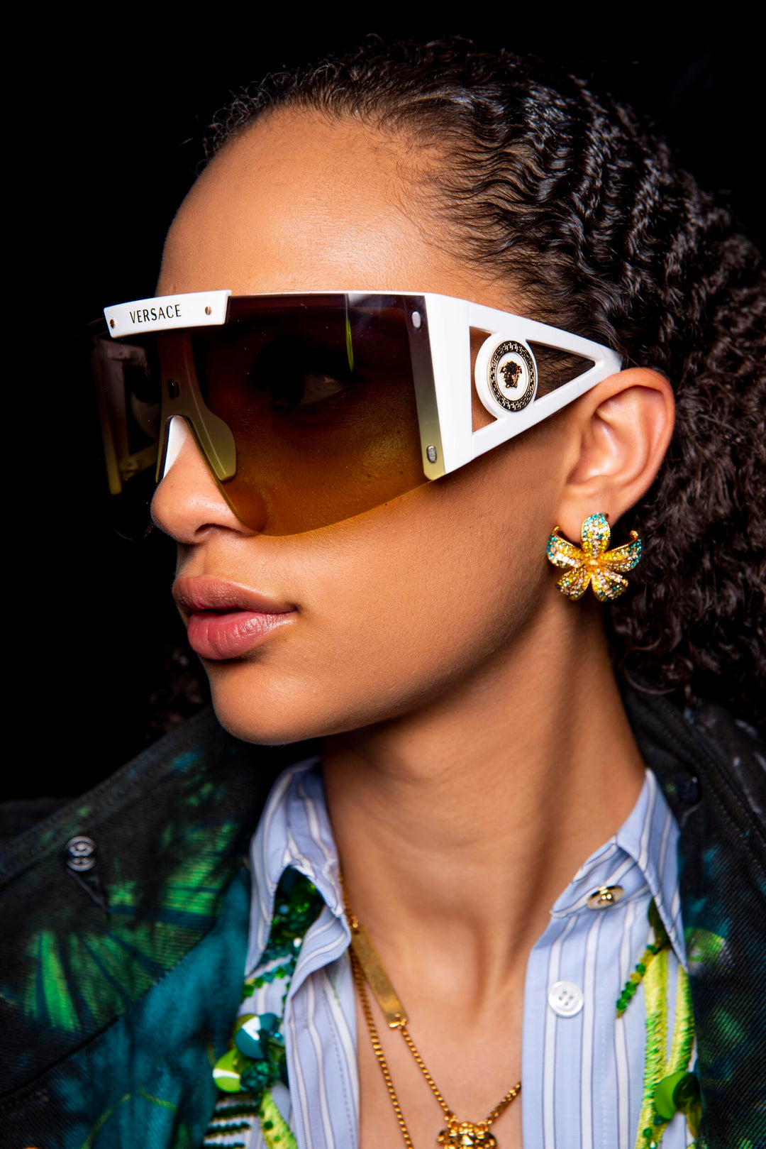 Versace VE4393 3 Lens Magnetic Lens Shield Sunglasses in White