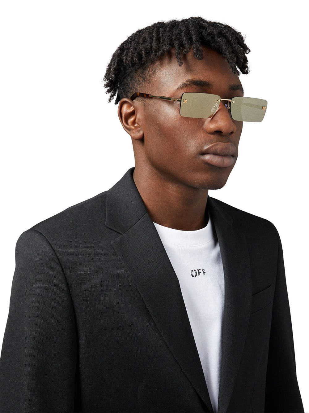 Off White Riccione Square Rimless Sunglasses in Gold Mirror