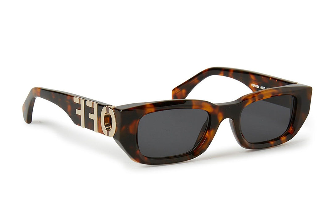 Off White Fillmore havana brown square sunglasses with dark lenses and gold &