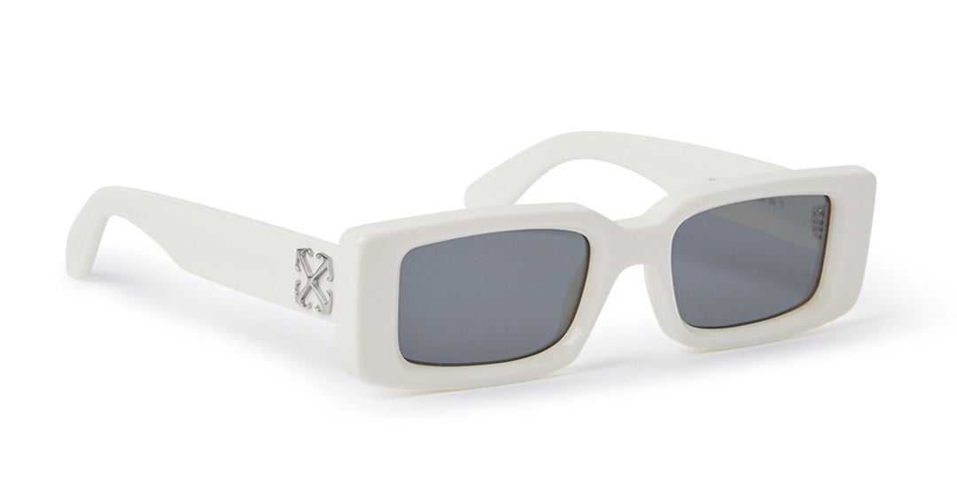 Off White Arthur white sunglasses with dark lenses and logo on arms