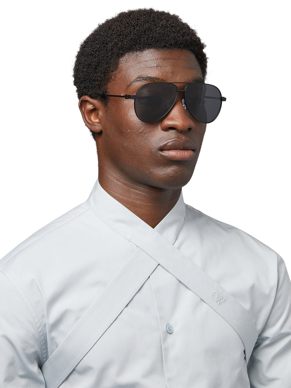 Off White Ruston aviator sunglasses, black frame with dark lenses