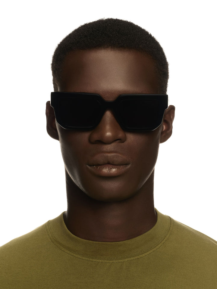 Off White black oversized sunglasses with dark lenses, front view