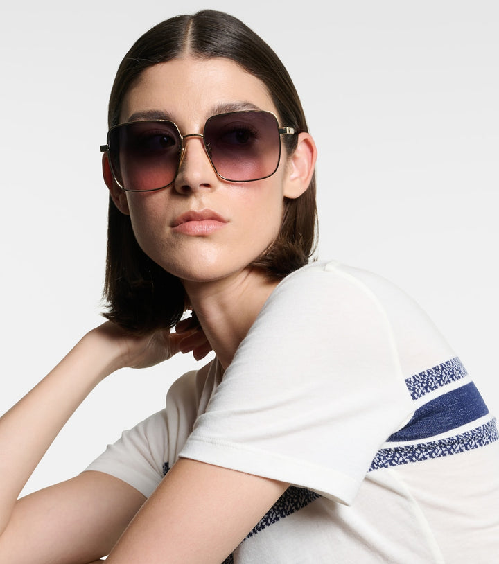 Dior Cannage S1U Square Sunglasses in Gold Grey