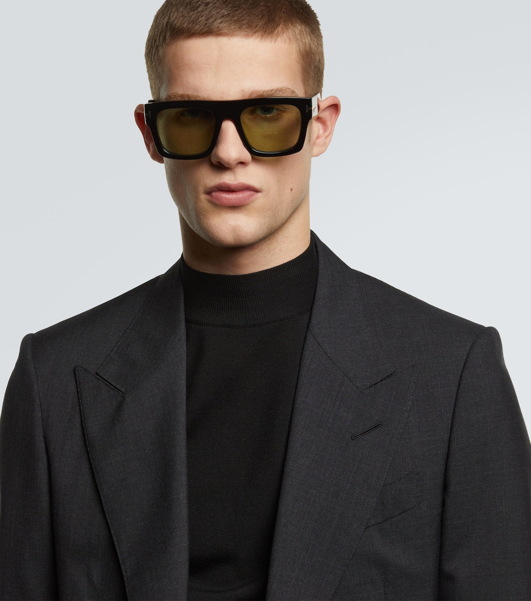 Tom Ford FT6068-B Clip On Unisex Sunglasses in Black Yellow