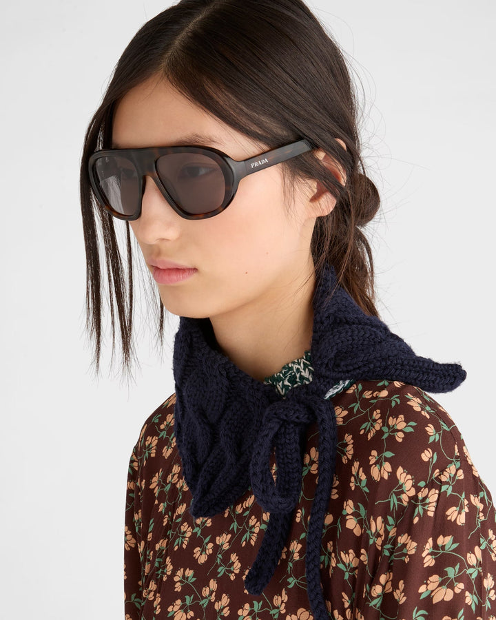 Prada PR C05S Aviator Sunglasses in Havana Grey