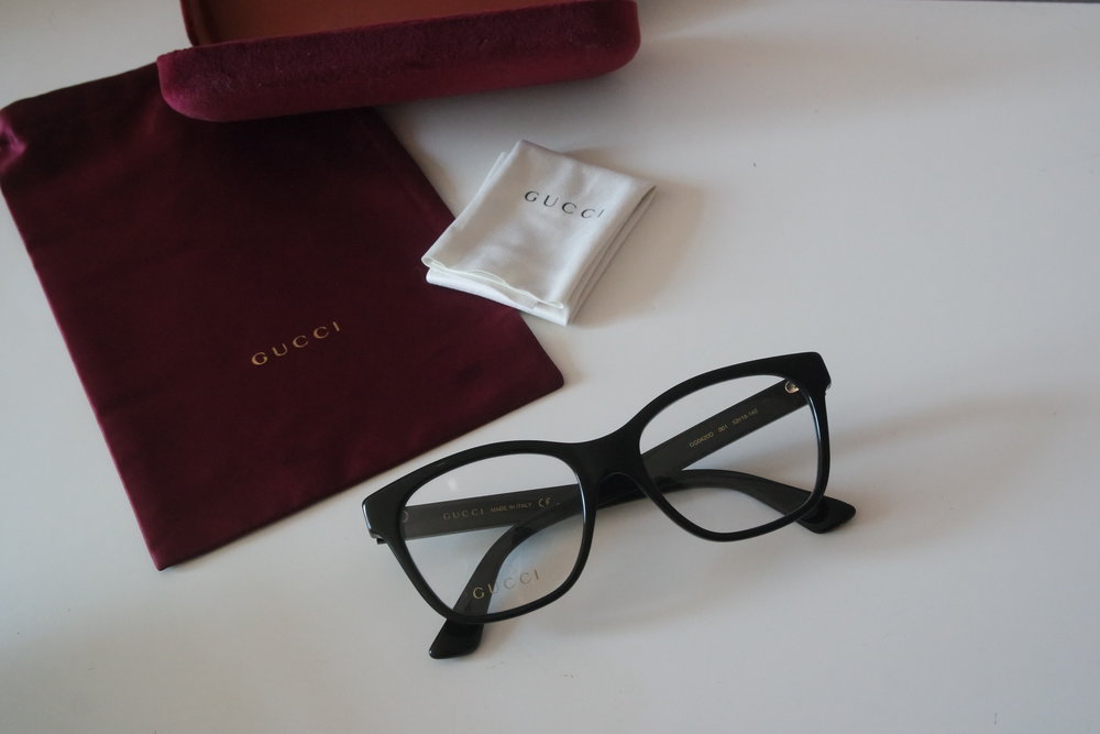 Gucci GG0420O Crystal Logo Cat Eye Eyeglasses Frames in Black