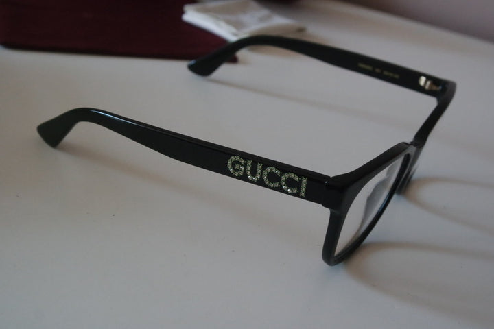 Gucci GG0420O Crystal Logo Cat Eye Eyeglasses Frames in Black