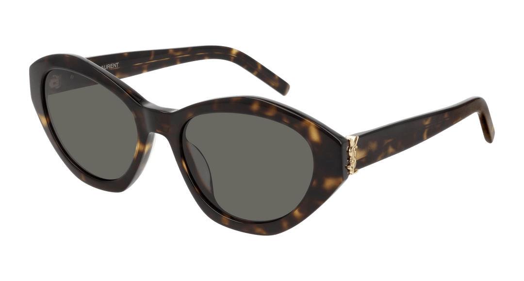 Havana brown cat-eye sunglasses with dark lenses and gold-tone metal accents