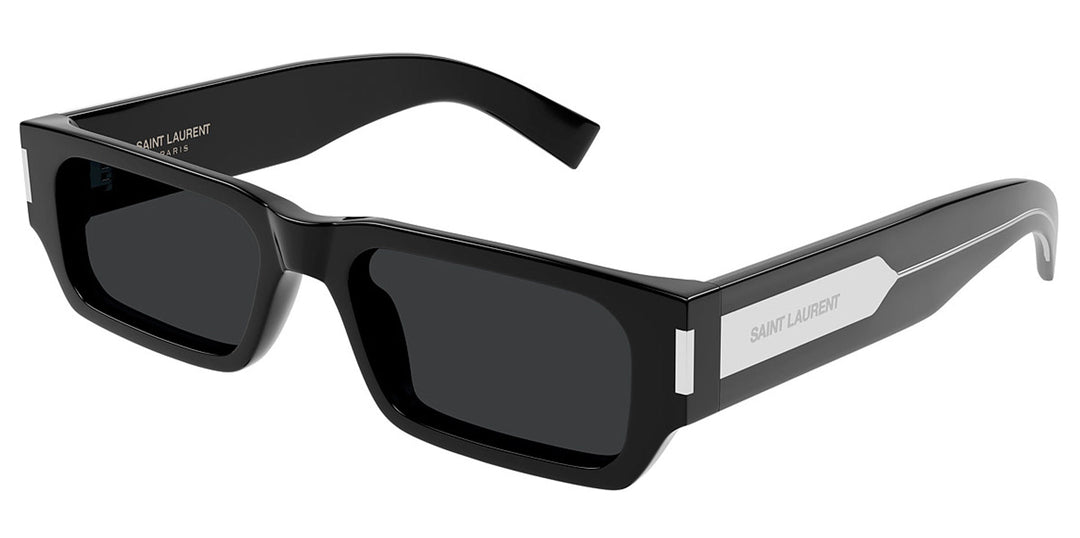 Saint Laurent SL660/F black rectangular sunglasses with dark lenses