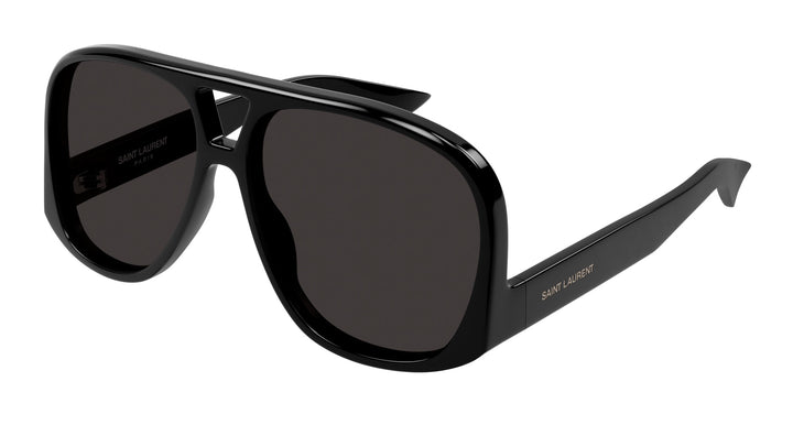 Saint Laurent Gafas de sol estilo aviador clásicas en negro con logo metálico 11M