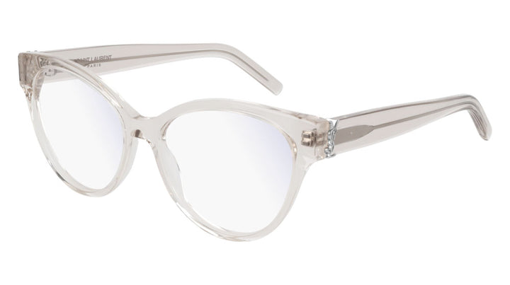 Saint Laurent cat-eye eyeglass frames, clear acetate with metal logo temples