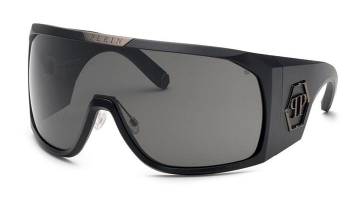 Philipp Plein SPP154 Matte Black Oversized Mask Sunglasses