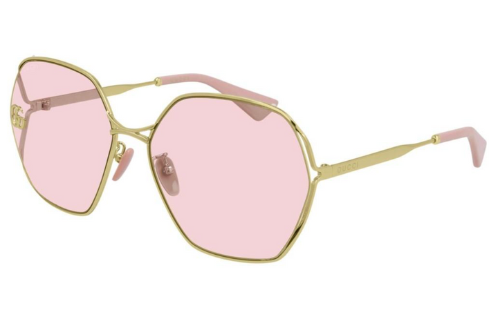 Gucci GG0818SA Metal Cutout Sunglasses in Pink Lens
