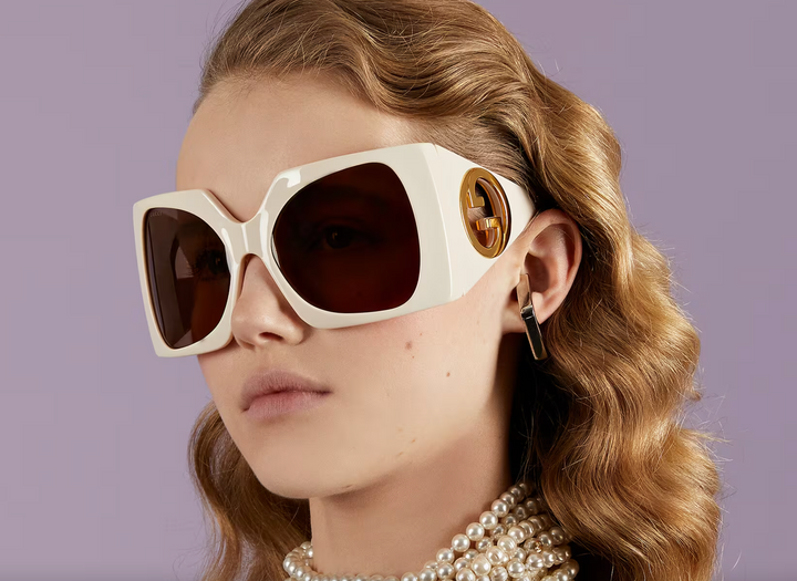 Gafas de sol Gucci GG1255S de gran tamaño con máscara color marfil
