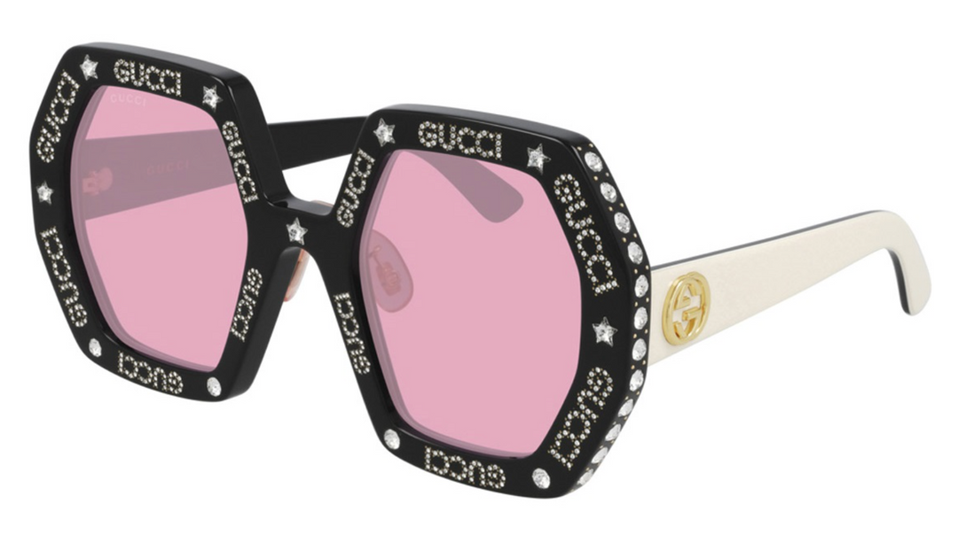 Gucci GG0772S Thick Rim Sunglasses in Black Crystal