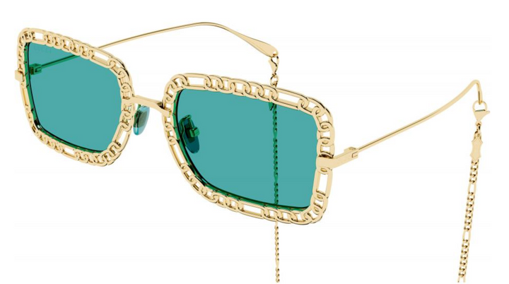 Gucci GG1112S Collar de cadena Gafas de sol rectangulares 