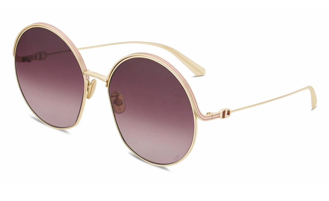 Dior EverDior R1U Round Sunglasses in Gold Burgundy