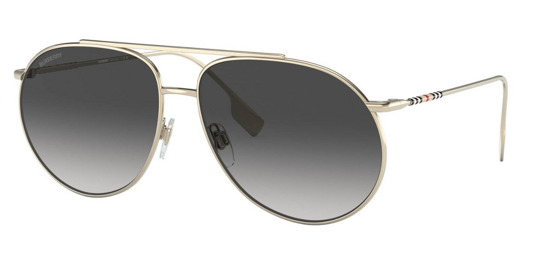 Burberry BE3138 Alice Aviator Sunglasses in Gold
