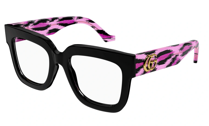 Gucci GG1549O Thick Rim Square Frames in Black Pink