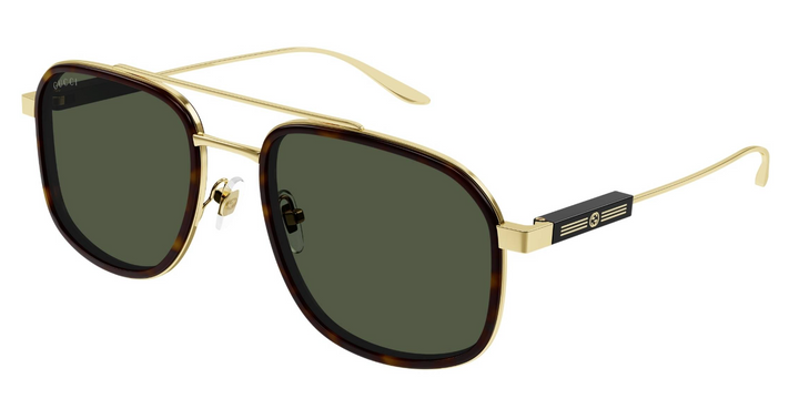 Gucci GG1310S Havana Brown Metal Aviator Sunglasses