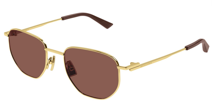 Bottega Veneta BV1301S Metal Round Sunglasses in Gold Red