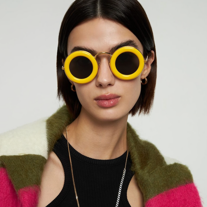 Loewe LW40084U Round Sunglasses in Yellow