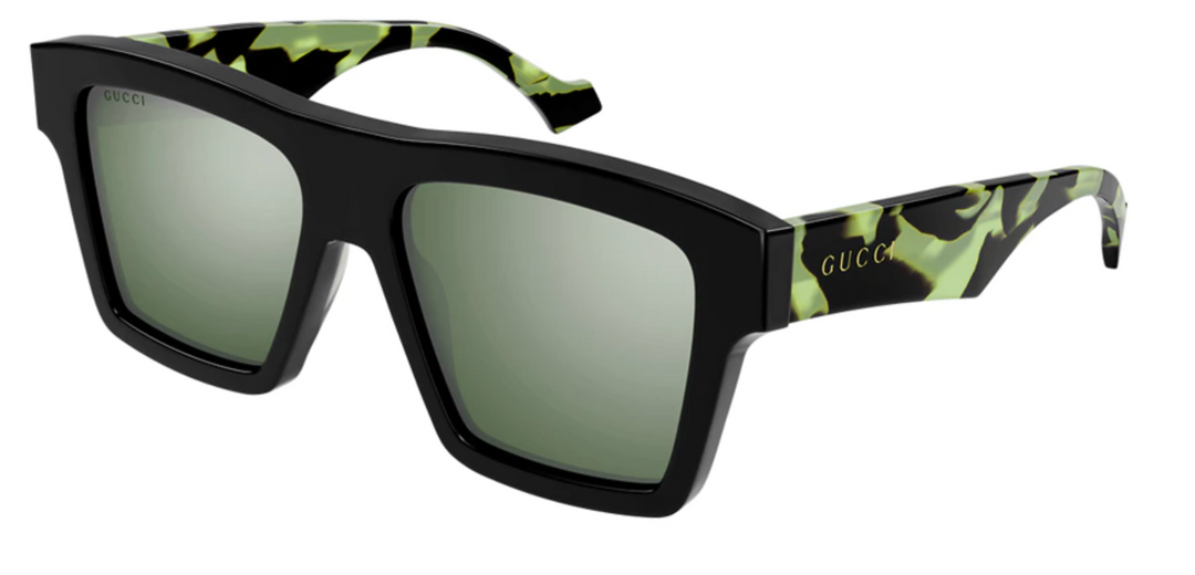 Gafas de sol extragrandes con parte superior plana en espejo verde Gucci GG0962S