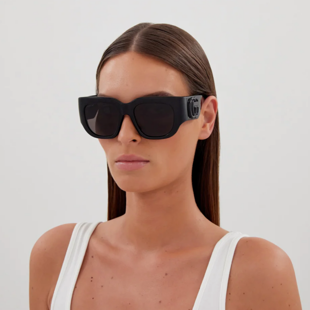Gucci GG1545S Thick Rim Sunglasses in Black | Designer Daydream Gucci GG1545S Thick Rim Sunglasses in Black | Designer Daydream