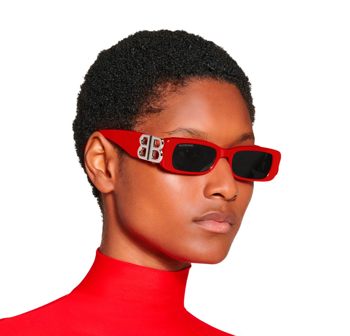 Balenciaga BB0096S Gafas de sol con logo en rojo plateado