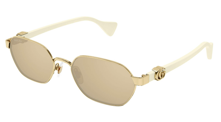 Gucci GG1593S Metal Oval Gold Mirror Sunglasses
