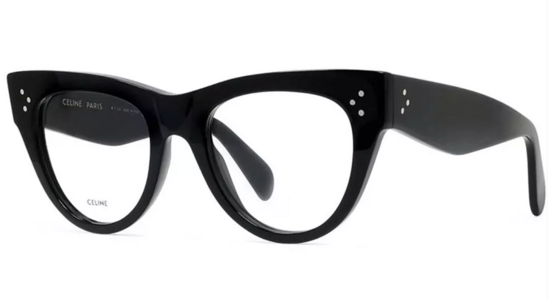 Celine CL50003I Monturas de anteojos tipo ojo de gato gruesas en negro Designer Daydream