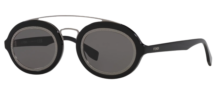 Fendi FE40040U Gafas de sol redondas negras con espejo 