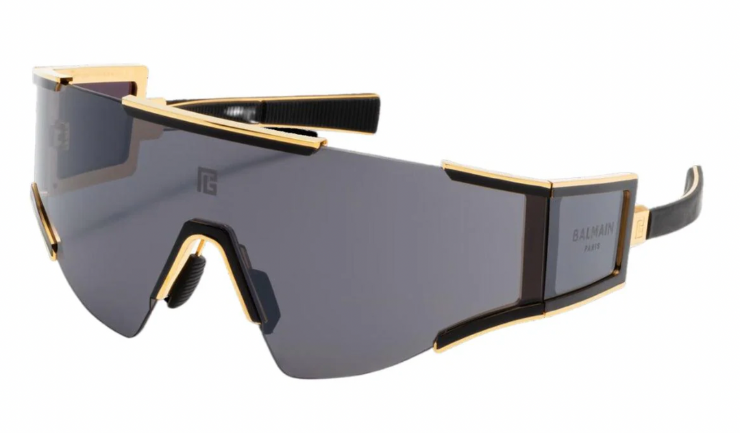 balmain paris goggles Balmain Fleche Oversized Mask Sunglasses in Black – Designer Daydream