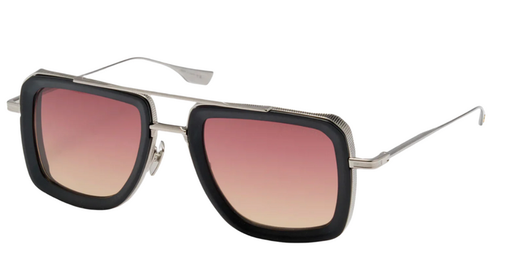 Dita aviator sunglasses with matte black frame and rose-tinted lenses, square shape