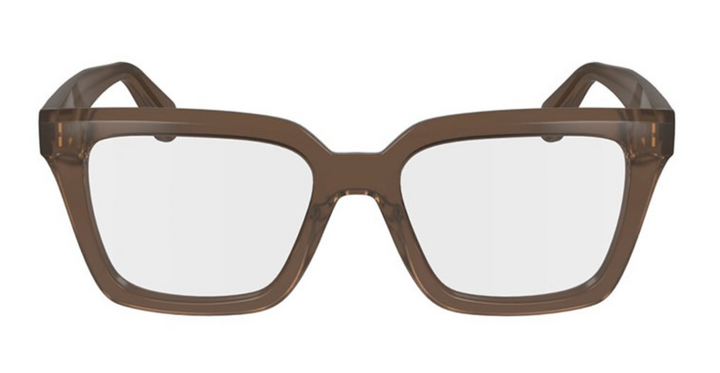 Salvatore Ferragamo brown square eyeglass frames, front view with double bridge