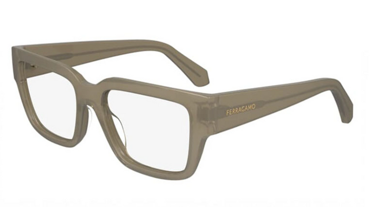 Salvatore Ferragamo SF2975 honey opaline acetate eyeglass frames with squared lenses and temple logo
