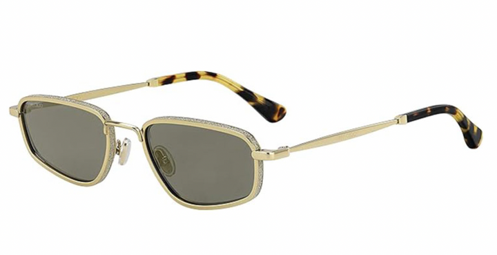Jimmy Choo Gal gold metal sunglasses with dark lenses and tortoiseshell temples