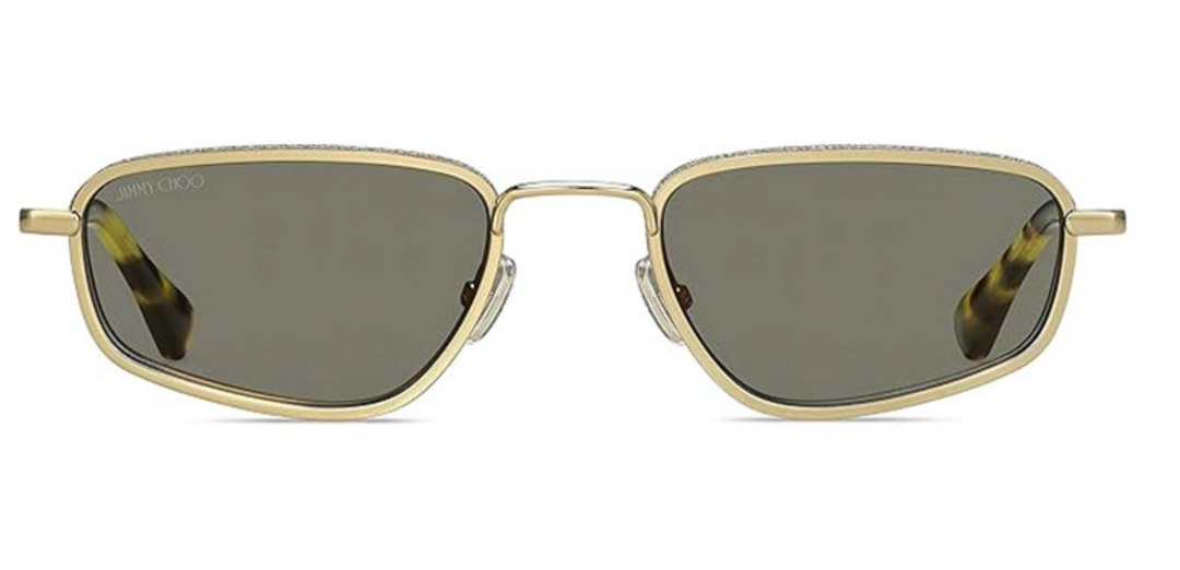 Jimmy Choo Gal gold metal cat-eye sunglasses, dark tinted lenses, tortoiseshell tips