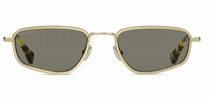 Jimmy Choo Gal gold metal cat-eye sunglasses, dark tinted lenses, tortoiseshell tips