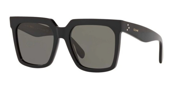 Celine black square polarized sunglasses with thick frame and dark lenses