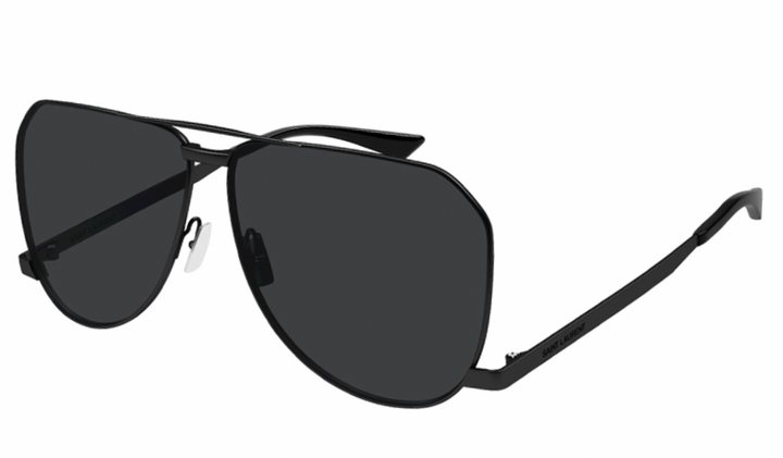 Saint Laurent aviator sunglasses, black frame with dark lenses and metal temples