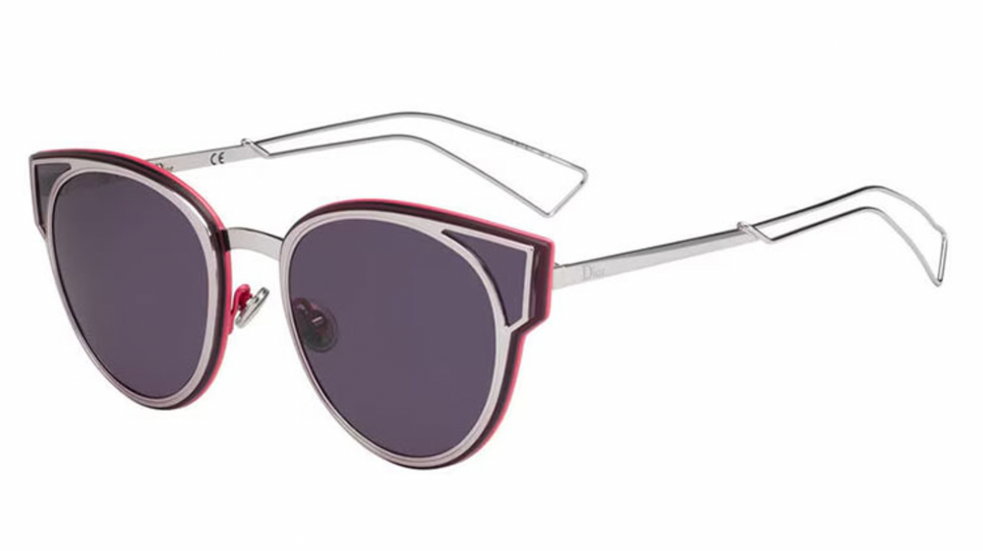 Christian Dior dior Sculpt cat-eye sunglasses with silver-pink frames and purple-tinted lenses