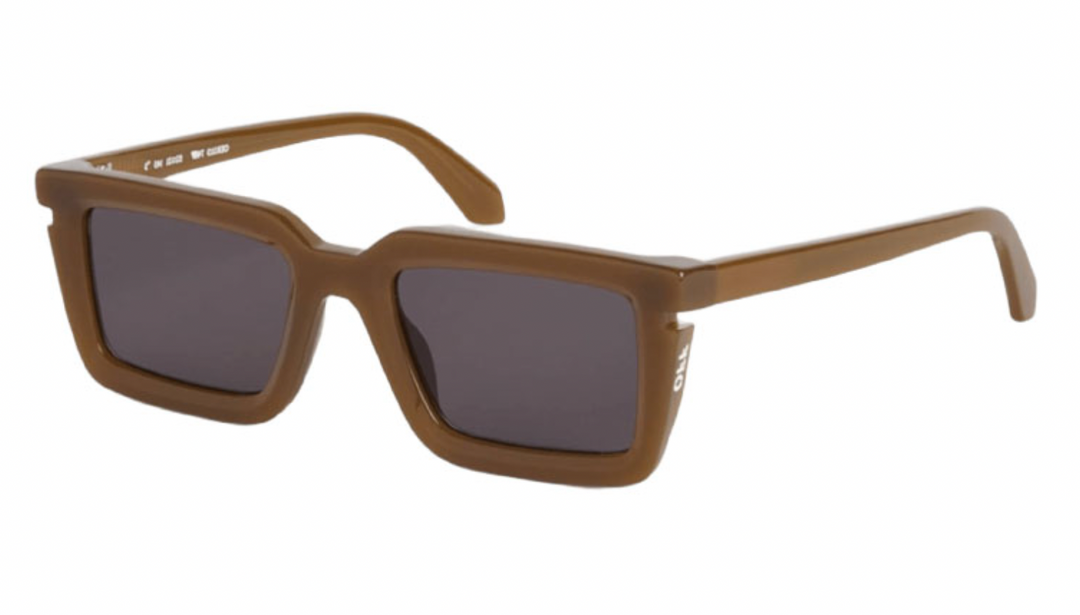 Off White Tucson sunglasses, mud-brown square frames with dark tinted lenses