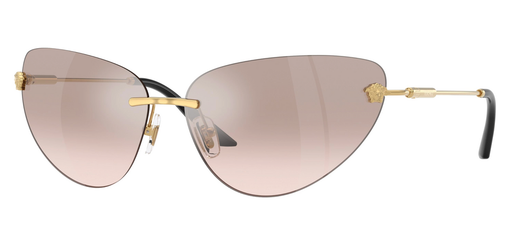 Versace Medusa sunglasses with brown mirrored lenses and gold metal frame