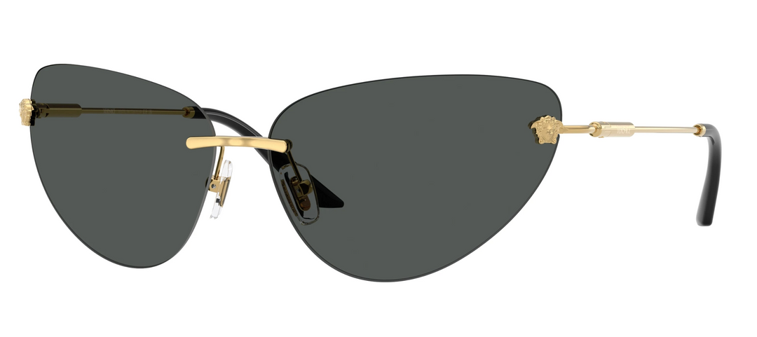 Versace VE2281 gold-tone cat-eye sunglasses with Medusa logo and dark grey lenses
