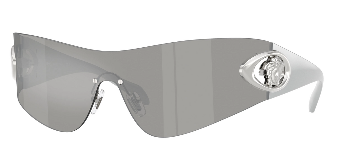 Versace Medusa sunglasses with silver mirrored lenses and silver frame