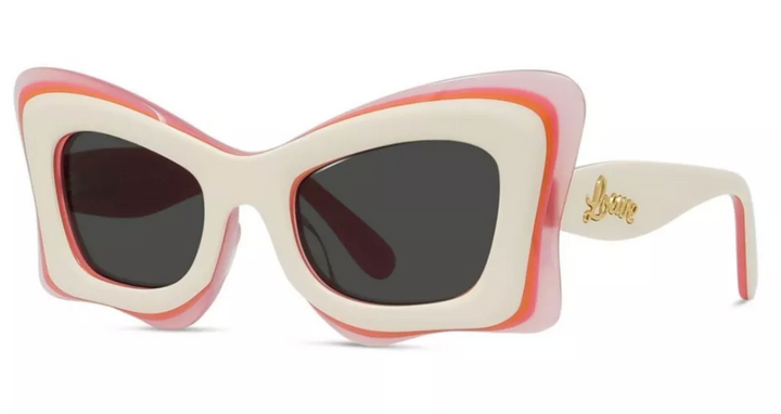Loewe LW40140U Layered Cat Eye Sunglasses in Beige Red